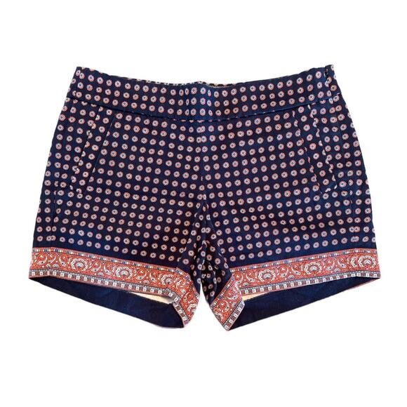 J.Crew Navy Medallion Mosaic Side Zip Shorts size 6 - Picture 1 of 6